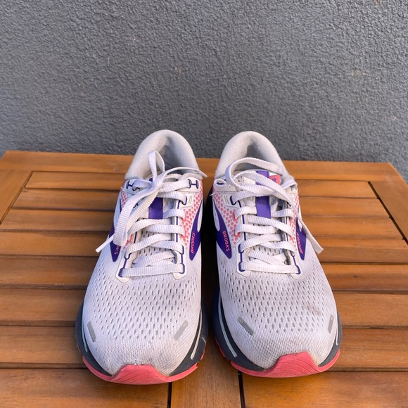 Brooks Women's Ghost 14 Neutral Running Shoe - White/Purple/Coral - Picture 2 of 5